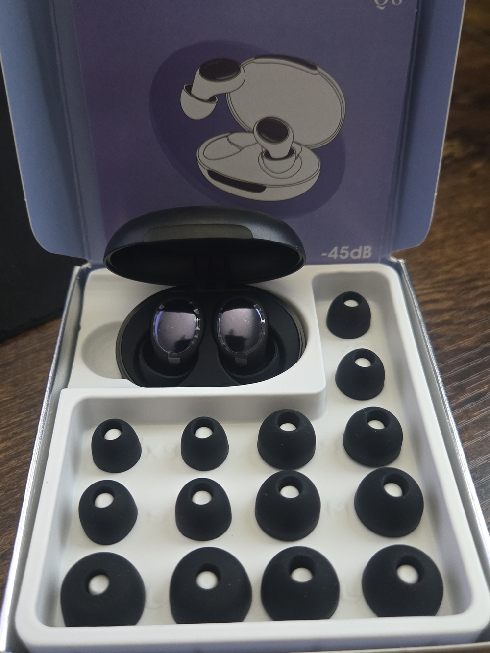Wireless True Wireless Earbuds with Charging Case - Black/Purple Accent
